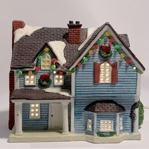 Lemax Dickensvale Collectables Porcelain Blue Victorian House With Original Box